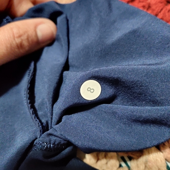 Lululemon Navy Blue Cinch Puff Pant Leg Capris Leggings Foldable Waist Band Sz 8 - Picture 7 of 7